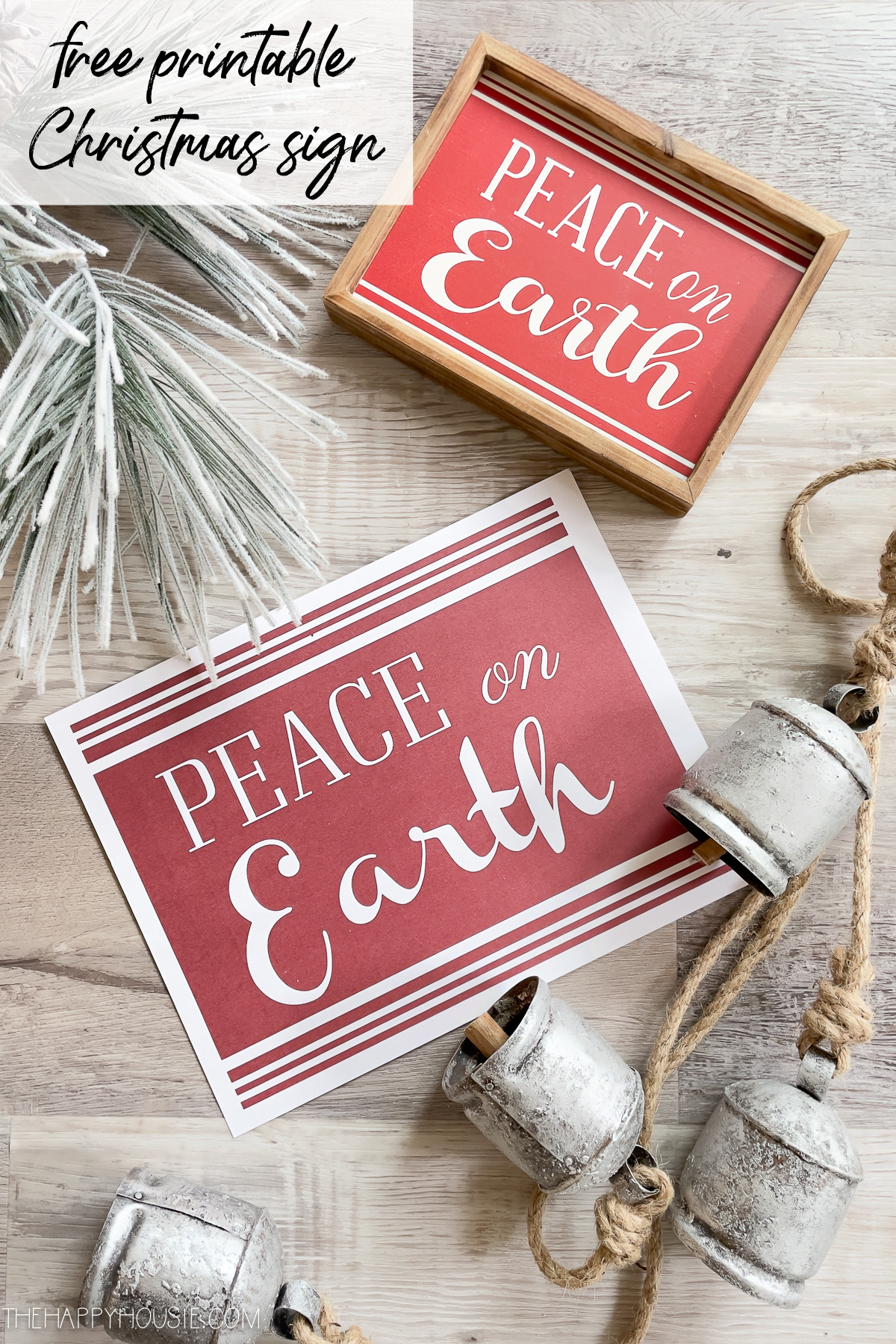 free printable christmas sign: peace on earth | the happy housie